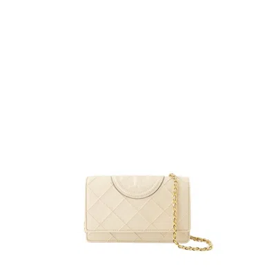 Tory Burch Fleming Soft Chain Wallet - Leather - Beige In Neutrals