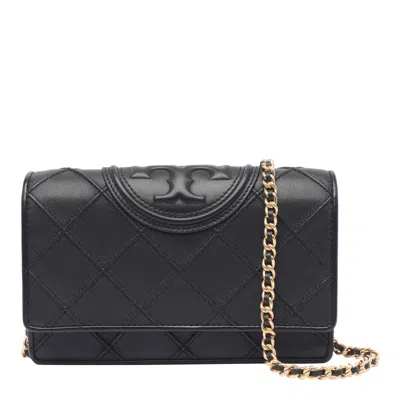 Tory Burch Fleming Soft Chain Wallet In Black
