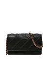 Tory Burch Fleming Soft Chain Wallet In Black/brass