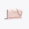Tory Burch Fleming Soft Chain Wallet In Cotton Candy