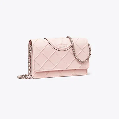 Tory Burch Fleming Soft Chain Wallet In Cotton Candy