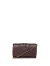 Tory Burch Fleming Soft Chain Wallet In Brown In Bordeaux