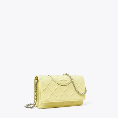 Tory Burch Fleming Soft Chain Wallet In Lemon Zest