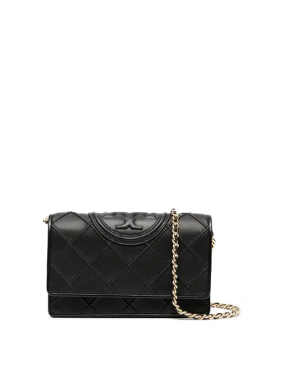 Tory Burch Fleming Soft Chain  Wallet In Negro