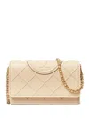 Tory Burch Quilted Beige Lambskin Shoulder Bag With Chain Strap In Neutrals