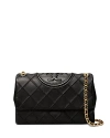 Tory Burch Soft Leather Shoulder Bag With Chain-link Strap In Black/brass