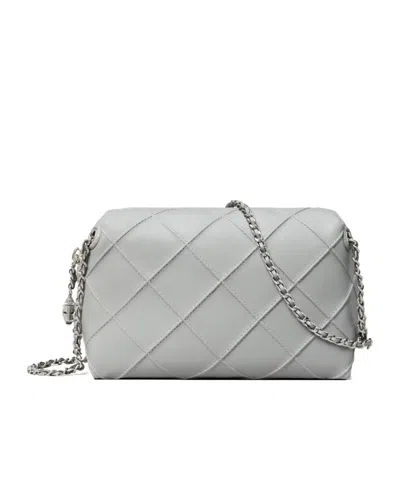 Tory Burch Fleming Soft Leather Crossbody Bag In Gray