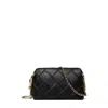 Tory Burch Fleming Black Diamond Quilted Shoulder Bag With Chain-link Shoulder Strap In Leather Woman