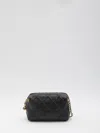 Tory Burch Fleming Black Diamond Quilted Shoulder Bag With Chain-link Shoulder Strap In Leather Woman In Black