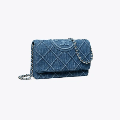 Tory Burch Fleming Soft Denim Chain Wallet