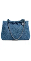 Tory Burch Fleming Soft Denim Drawstring Bag Denim In Denim