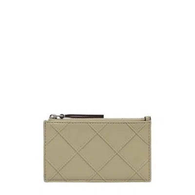Tory Burch Fleming Soft Diamond-quilted Card Case In Green