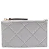 Tory Burch Fleming Soft Diamond-quilted Card Case In Grey