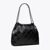 Tory Burch Fleming Soft Distressed Hobo Bag In Black