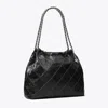 Tory Burch Fleming Soft Distressed Hobo Bag In Black