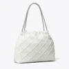 Tory Burch Fleming Soft Distressed Hobo Bag In White