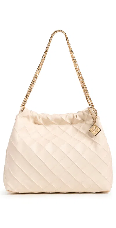 Tory Burch Fleming Soft Drawstring Hobo Bag New Cream In Pink