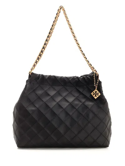 Tory Burch Fleming Soft Drawstring Hobo In Black