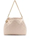 Tory Burch Fleming Soft Quilted Leather Hobo Bag In White