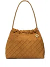 Tory Burch Fleming Soft Suede Drawstring Bag In Brown