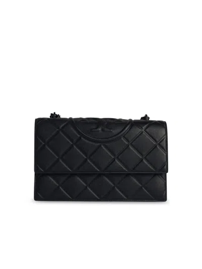 Tory Burch Fleming Soft Grain Shoulder Bag In Black/black
