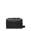 Tory Burch Small Fleming Diamond Quilted Leather Convertible Shoulder Bag In Black