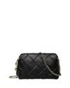 Tory Burch Fleming Black Diamond Quilted Shoulder Bag With Chain-link Shoulder Strap In Leather Woman
