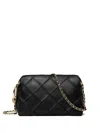 Tory Burch Mini Fleming Quilted Leather Shoulder Bag In Black