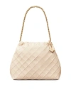 Tory Burch Fleming Soft Quilted Leather Hobo Bag In New Cream/gold