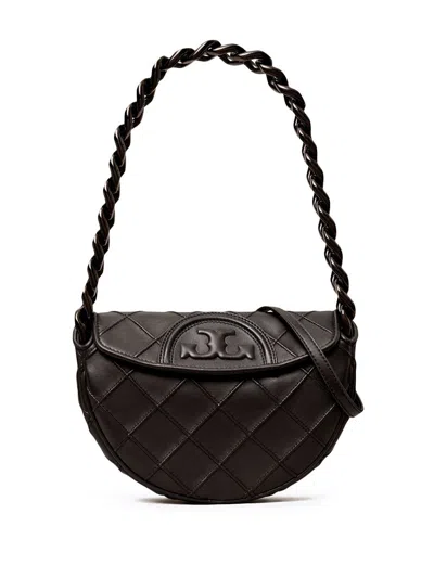 Tory Burch Fleming Soft Leather Shoulder Bag In Black