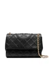 Tory Burch Fleming Soft Convertible Leather Shoulder Bag In Black