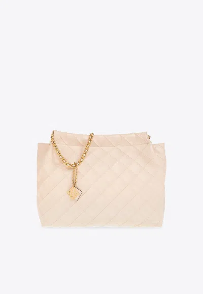 Tory Burch Fleming Soft Leather Shoulder Bag In Cream
