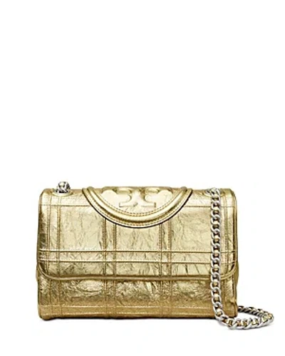 Tory Burch Fleming Soft Metallic Quilted Small Shoulder Bag In Gold/silver