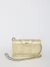 TORY BURCH FLEMING SOFT METALLIC SQUARE QUILT CHAIN WALLET BAG