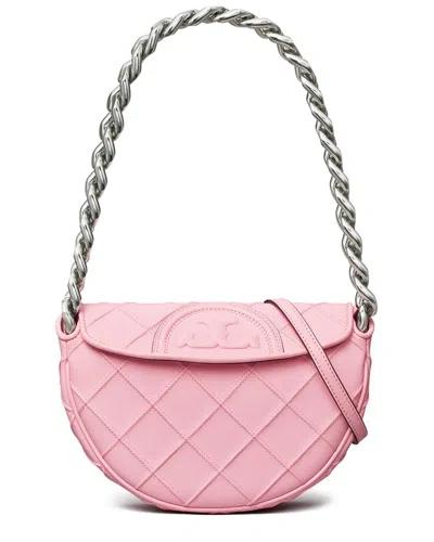 Tory Burch Fleming Soft Mini Leather Crescent Bag In Pink