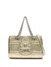 Tory Burch Golden Geometric-pattern Leather Tote Handbag For Women In Golden