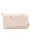 Tory Burch Fleming Soft Grained Chain Wallet In Nude
