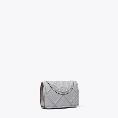 Tory Burch Fleming Soft Polished-grain Small Flap Wallet In Blue Jade