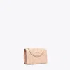 Tory Burch Fleming Soft Polished-grain Small Flap Wallet In Pink