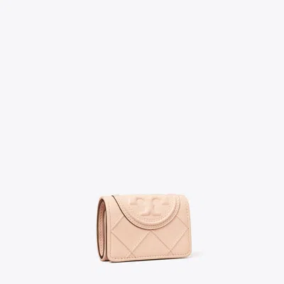 Tory Burch Fleming Soft Polished-grain Small Flap Wallet In Pink Dawn