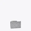 Tory Burch Fleming Soft Polished-grain Zip Card Case In Blue Jade
