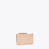 Tory Burch Fleming Soft Polished-grain Zip Card Case In Pink Dawn