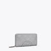 Tory Burch Fleming Soft Polished-grained Zip Continental Wallet In Blue Jade