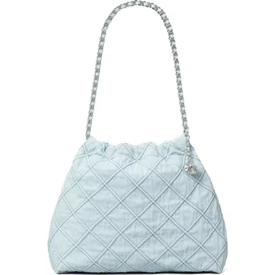 TORY BURCH TORY BURCH FLEMING SOFT QUILTED DENIM HOBO BAG