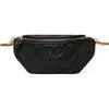 Tory Burch Fleming Soft Quilted Leather Belt Bag In Black