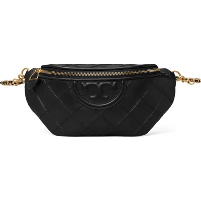 Tory Burch Fleming Soft Quilted Leather Belt Bag In Black