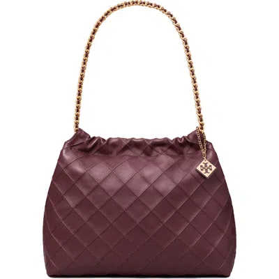 Tory Burch Fleming Soft Quilted Leather Hobo Bag In Albarossa