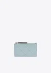 Tory Burch Fleming Soft Quilted Leather Zipped Cardholder In Light Blue