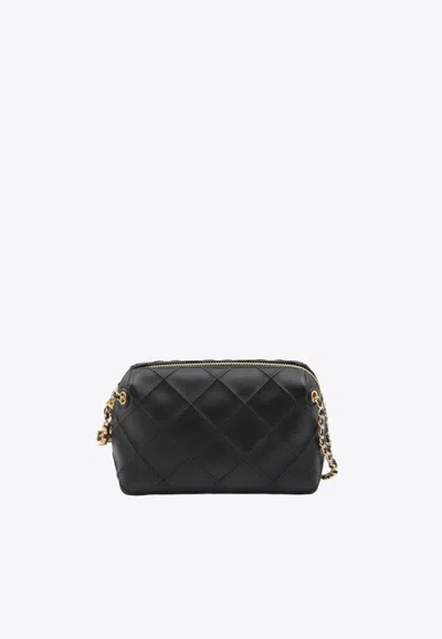 Tory Burch Fleming Soft Quilted Nappa Crossbody Bag In Black