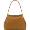 Tory Burch Fleming Soft Quilted Suede Hobo Bag In Brown